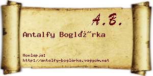 Antalfy Boglárka névjegykártya
